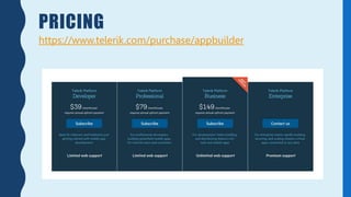 PRICING
https://www.telerik.com/purchase/appbuilder
 