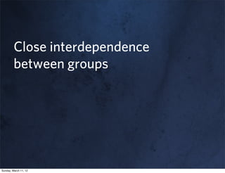 Close interdependence
         between groups




Sunday, March 11, 12
 
