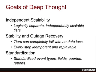 Goals of Deep Thought
Independent Scalability
• Logically separate, independently scalable
tiers
Stability and Outage Reco...