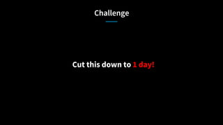 Challenge
Cut this down to 1 day!
 