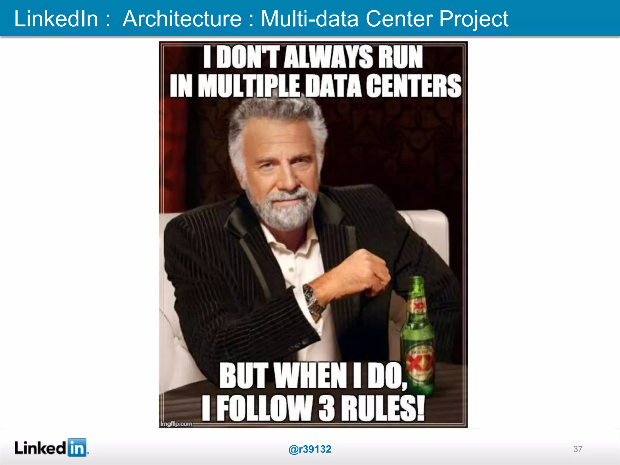 LinkedIn : Architecture : Multi-data Center Project
@r39132 37
 