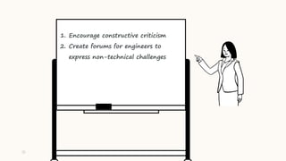 72
1. Encourage constructive criticism
2. Create forums for engineers to
express non-technical challenges
 