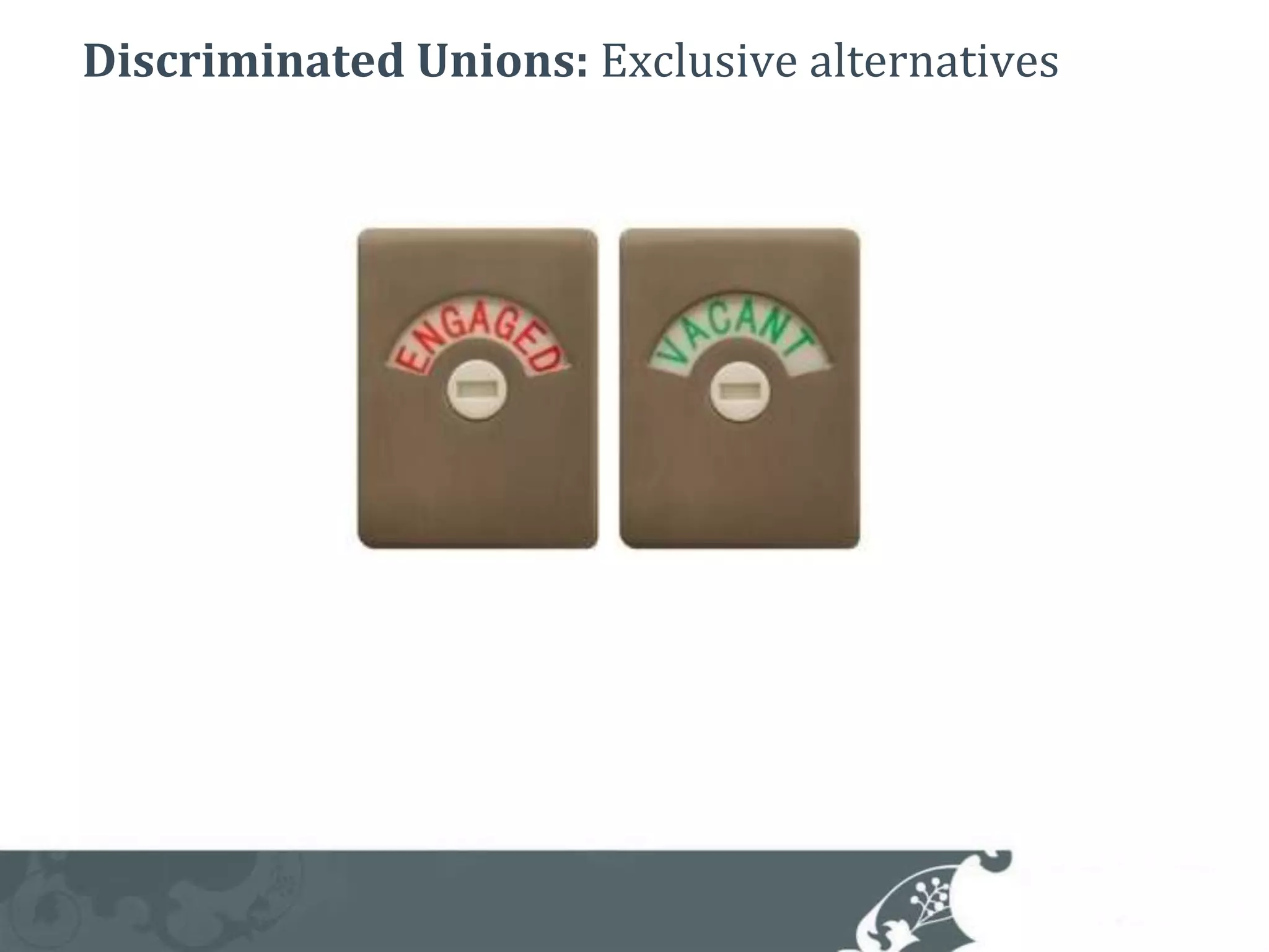 Discriminated Unions: Exclusive alternatives