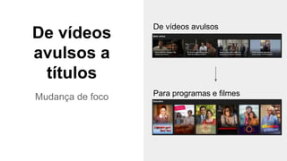 @timotta
De vídeos
avulsos a
títulos
Mudança de foco
De vídeos avulsos
Para programas e filmes
 
