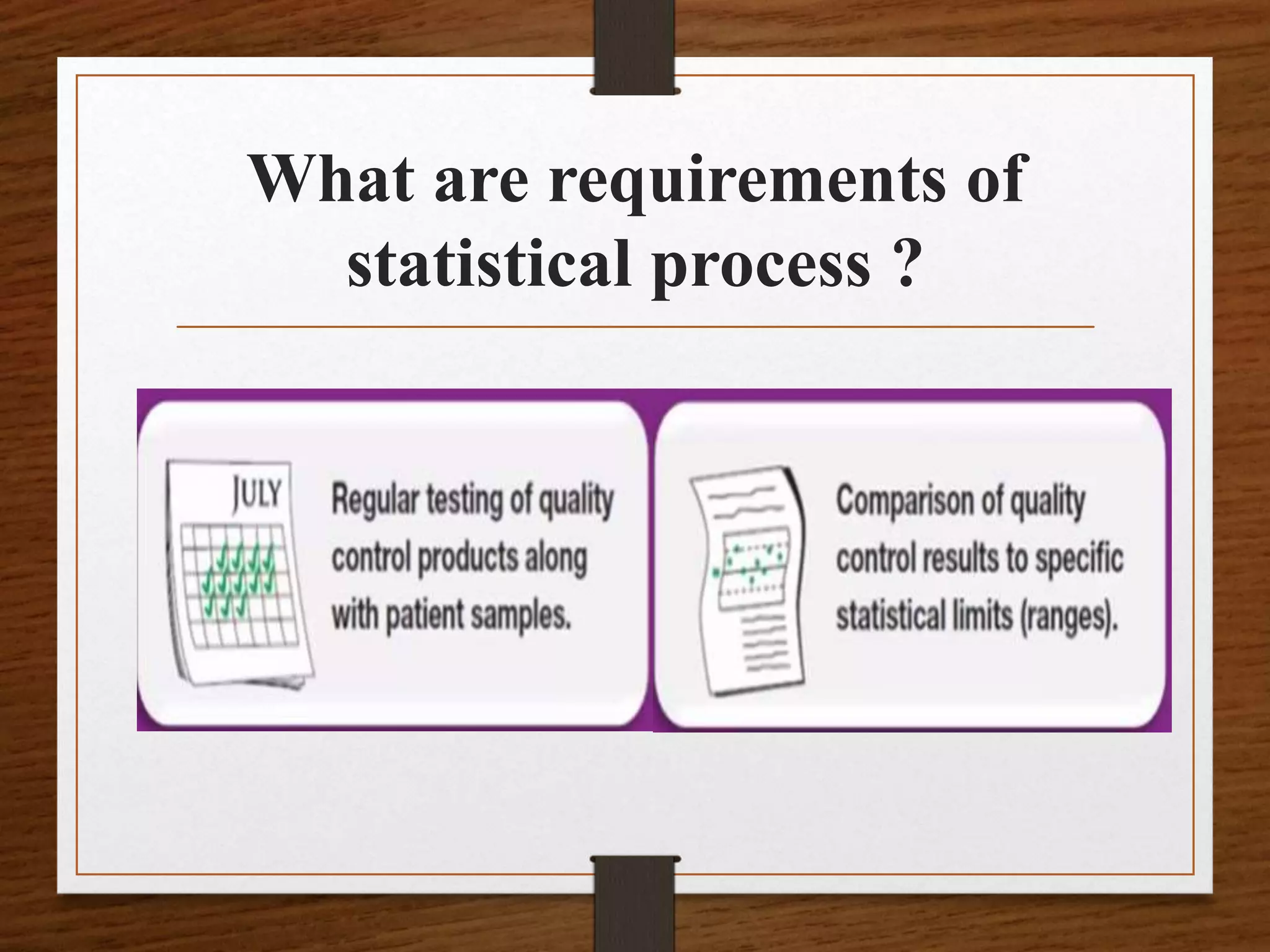 What are requirements of
statistical process ?
 