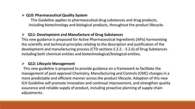 ICH - quality guidelines | PPTX | Pharmaceutical Industry | Industries