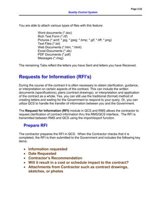 Usace Rms Rfi Form Qcs manual 2_38 | PDF