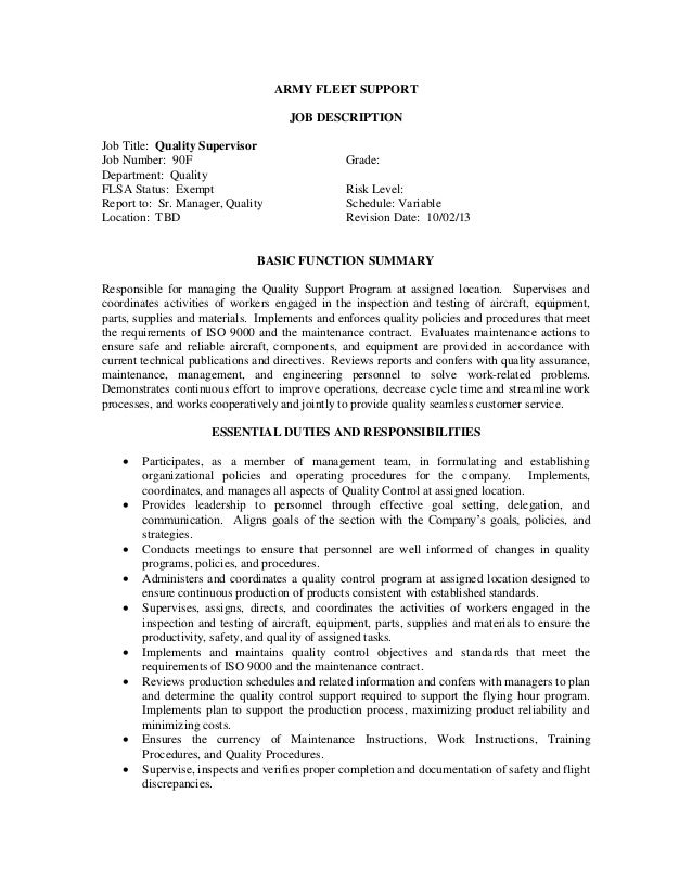Quality Control Supervisor L 3 Army Fleet Support Job Announcement 