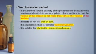 Direct Inoculation Steps QC test of sterile products Pharm D.pptx