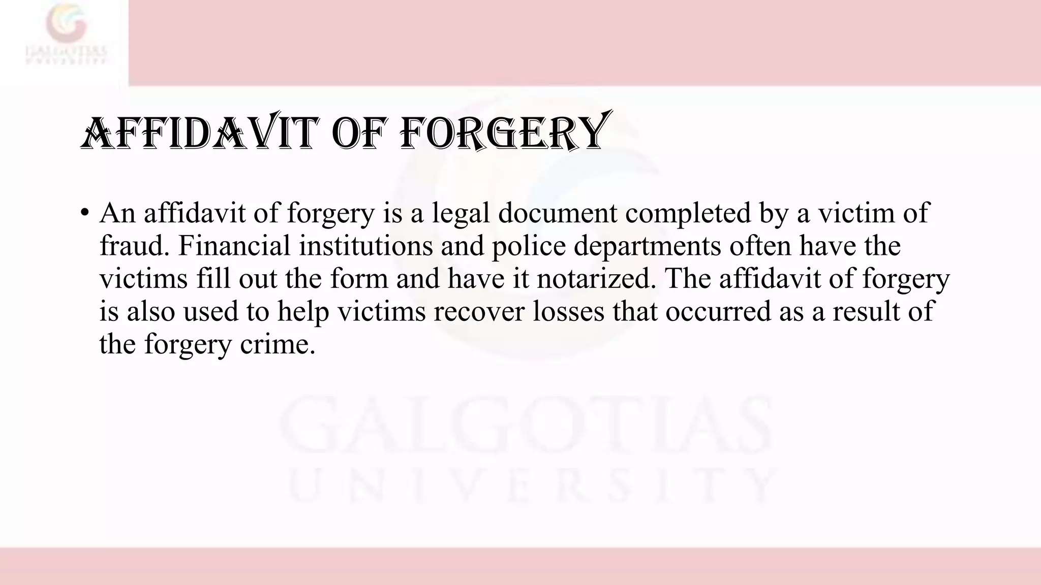 FORGERY (QUESTIONED DOCUMENT) WITH CASE STUDY | PPTX