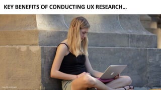 KEY BENEFITS OF CONDUCTING UX RESEARCH…
https://flic.kr/p/fTNFJk
https://flic.kr/p/dJvgNh
 