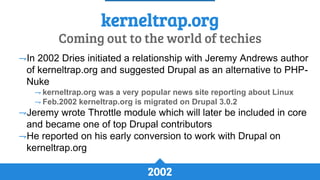 History of Drupal: From Drop 1.0 to Drupal 8
