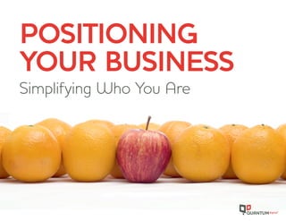 Simplifying Who You Are
POSITIONING
YOUR BUSINESS
 