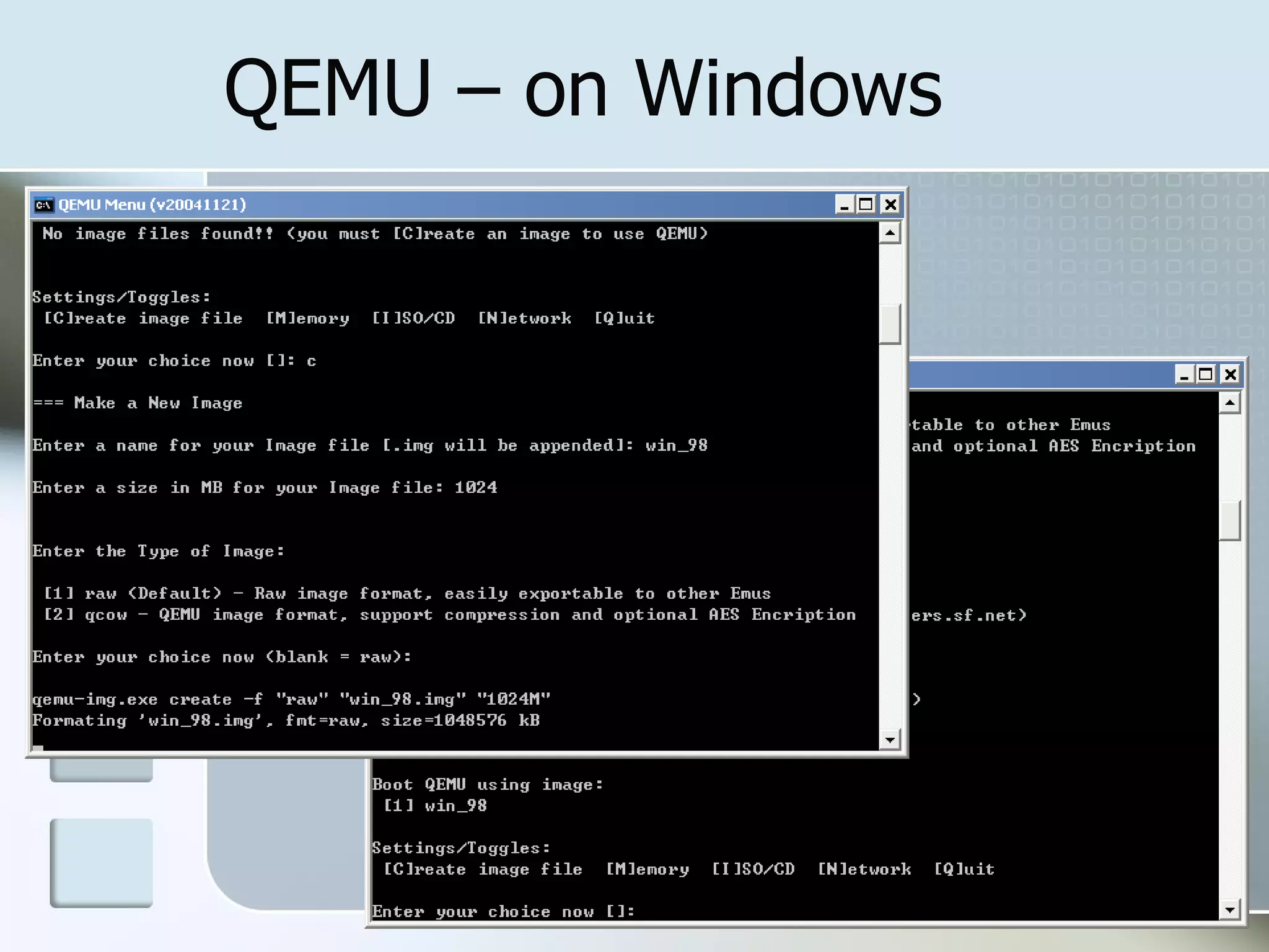 QEMU – on Windows
 