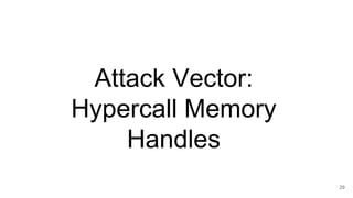Attack Vector:
Hypercall Memory
Handles
29
 