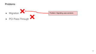 ● Migration
● PCI Pass-Through
77
Problems
Problem: Signaling uses xenstore
 