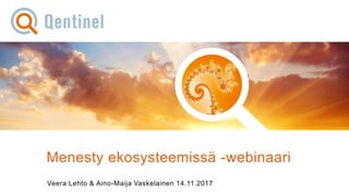 14.11.2017© Qentinel Group 1PUBLIC
Menesty ekosysteemissä -webinaari
Veera Lehto & Aino-Maija Vaskelainen 14.11.2017
 