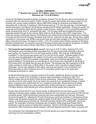 citigroup April 16, 2001 - First Quarter Press Release