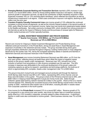 citigroup April 16, 2001 - First Quarter Press Release