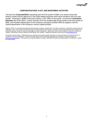 citigroup April 16, 2001 - First Quarter Press Release