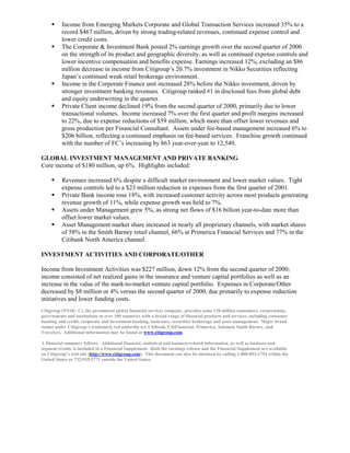 citigroup July 16, 2001 - Second Quarter Press Release