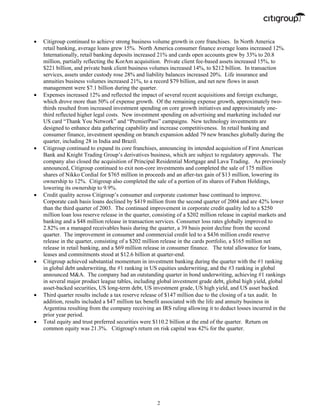 citigroup October 14, 2004 - Third Quarter Press Release