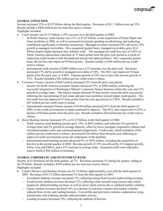 citigroup October 14, 2004 - Third Quarter Press Release