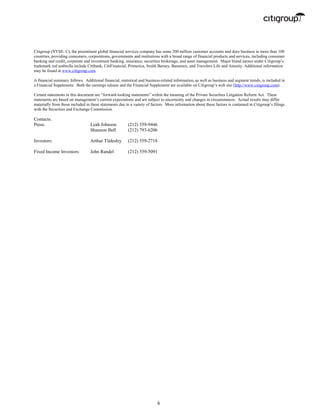 citigroup October 14, 2004 - Third Quarter Press Release