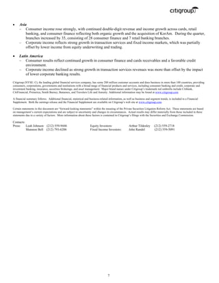 citigroup April 15, 2005 - First Quarter Press Release