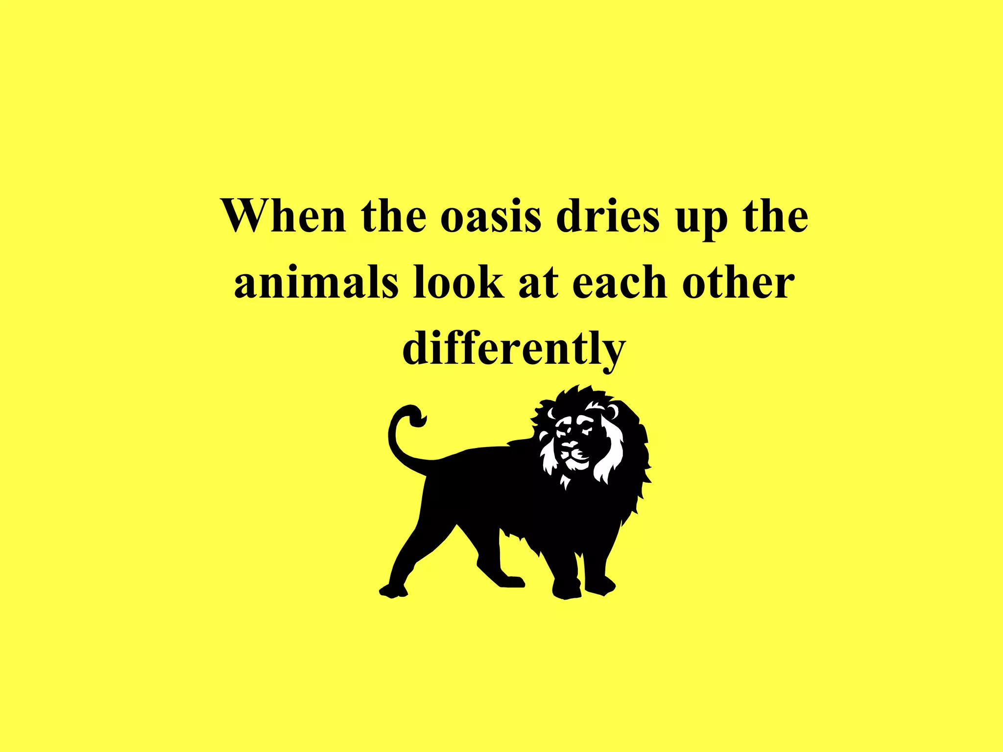 When the oasis dries up the animals look at each other differently 