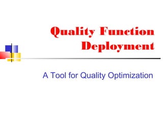 Quality Function
Deployment
A Tool for Quality Optimization

 