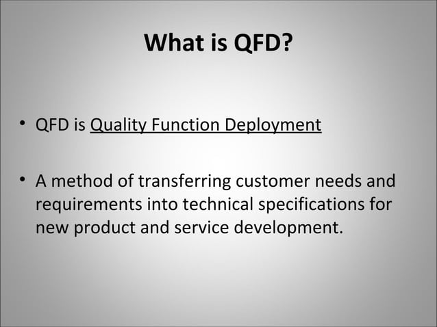 Quality Function Development | PPT