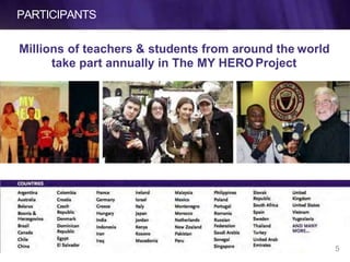 PARTICIPANTS
Millions of teachers & students from around the world
take part annually in The MY HERO Project
5
 