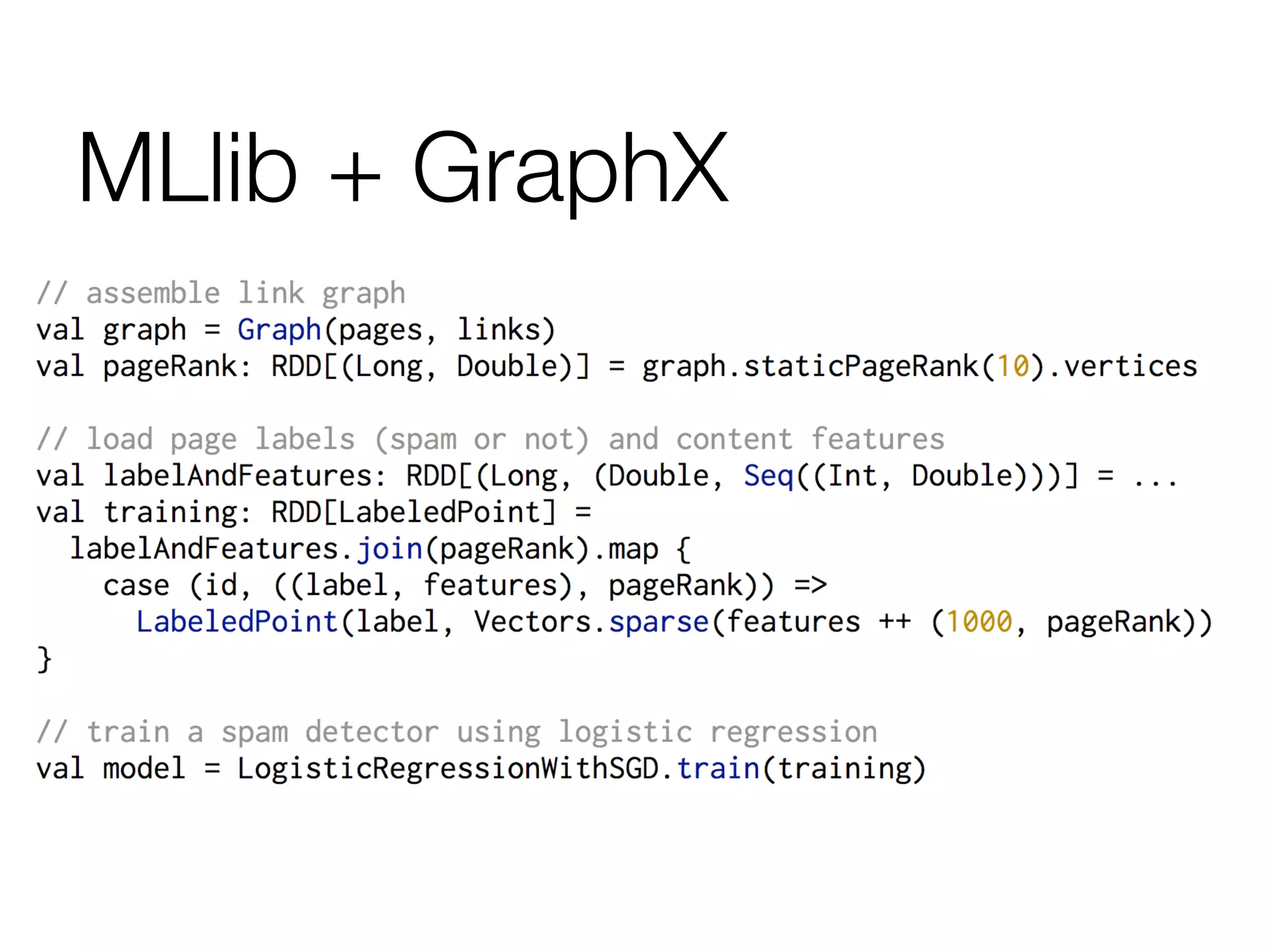 MLlib + GraphX
 