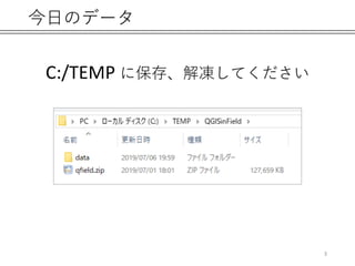 今日のデータ
C:/TEMP に保存、解凍してください
3
 