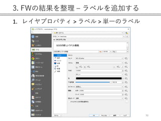 3. FWの結果を整理 – ラベルを追加する
1. レイヤプロパティ > ラベル > 単一のラベル
70
 