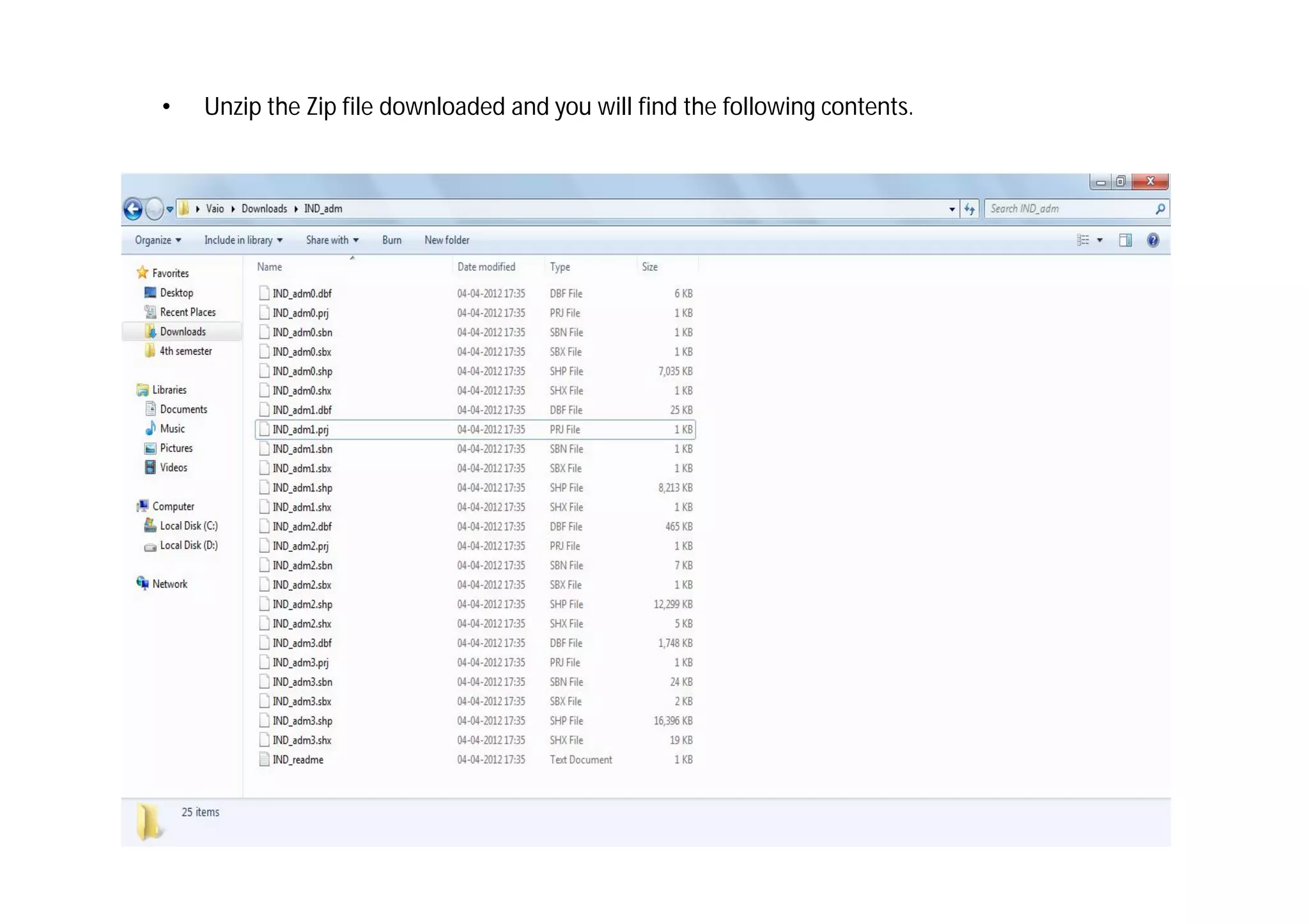 •   Unzip the Zip file downloaded and you will find the following contents.
 
