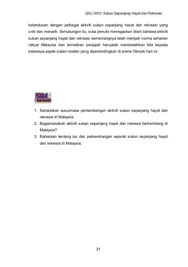 Qgj3033. modul sukan sepanjang hayat & rekreasi 18.2