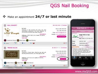 QGS Nail Booking

   Make an appointment   24/7 or last minute
 