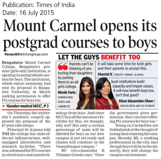 Mount Carmel opens its postgrad courses to boys