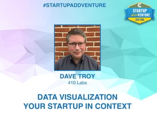 #STARTUPADDVENTURE
DAVE TROY
410 Labs
DATA VISUALIZATION
YOUR STARTUP IN CONTEXT
 