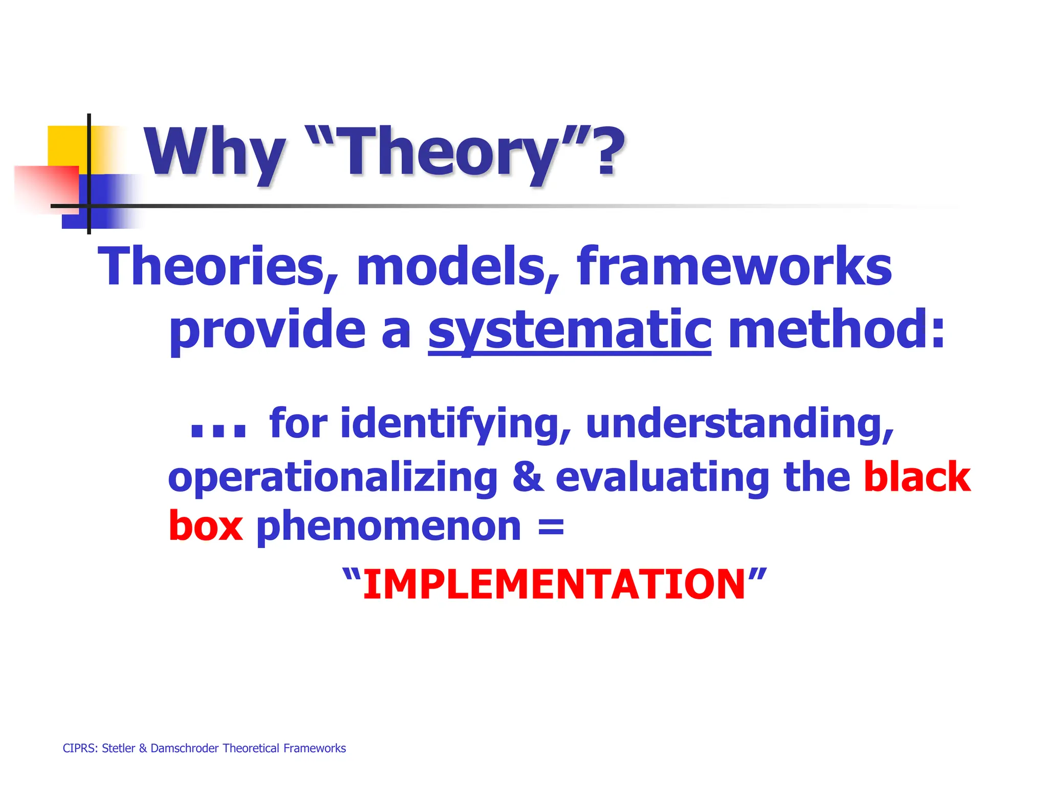 Implementation Research Theoreticalfamework Ppt