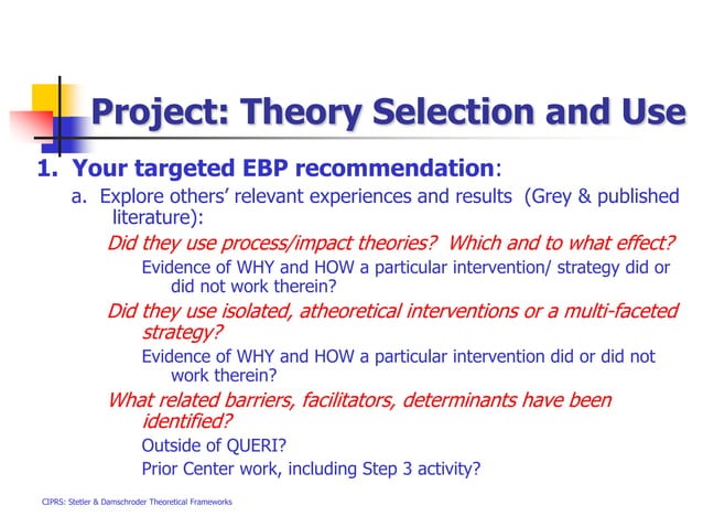 Implementation Research Theoreticalfamework Ppt
