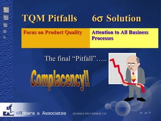 TTQQMM PPiittffaallllss 66s SSoolluuttiioonn 
FFooccuuss oonn PPrroodduucctt QQuuaalliittyy AAtttteennttiioonn ttoo AAllll BBuussiinneessss 
PPrroocceesssseess 
TThhee ffiinnaall ““PPiittffaallll””…….... 
QQII--SSSSMM--EE--DDNN--VVEERRSSIIOONN 22..0011 51 of 77 
 