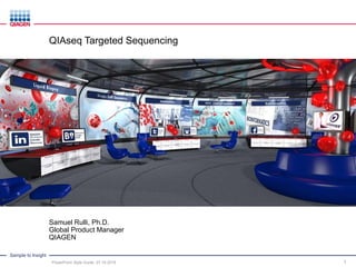 Sample to Insight
QIAseq Targeted Sequencing
1PowerPoint Style Guide, 07.10.2015
Samuel Rulli, Ph.D.
Global Product Manager
QIAGEN
 