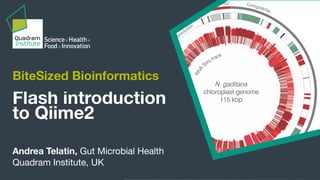BiteSized Bioinformatics
Andrea Telatin, Gut Microbial Health 
Quadram Institute, UK
Flash introduction
to Qiime2
 