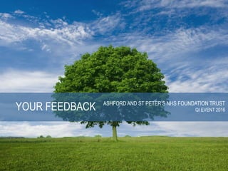 YOUR FEEDBACK ASHFORD AND ST PETER’S NHS FOUNDATION TRUST
QI EVENT 2016
 