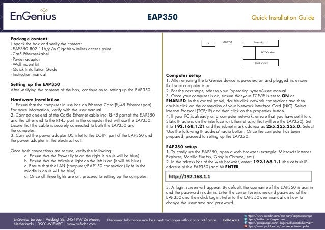 Quick Installation Guide EnGenius EAP350