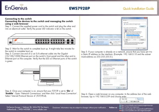 Quick Installation Guide EnGenius EWS7928P | PDF