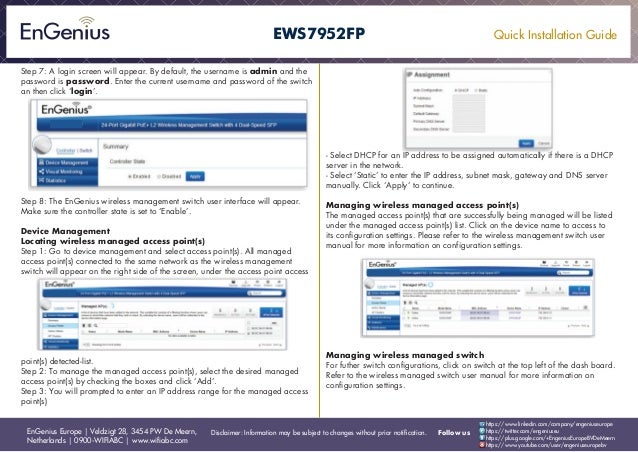 Quick Installation Guide EWS7952FP